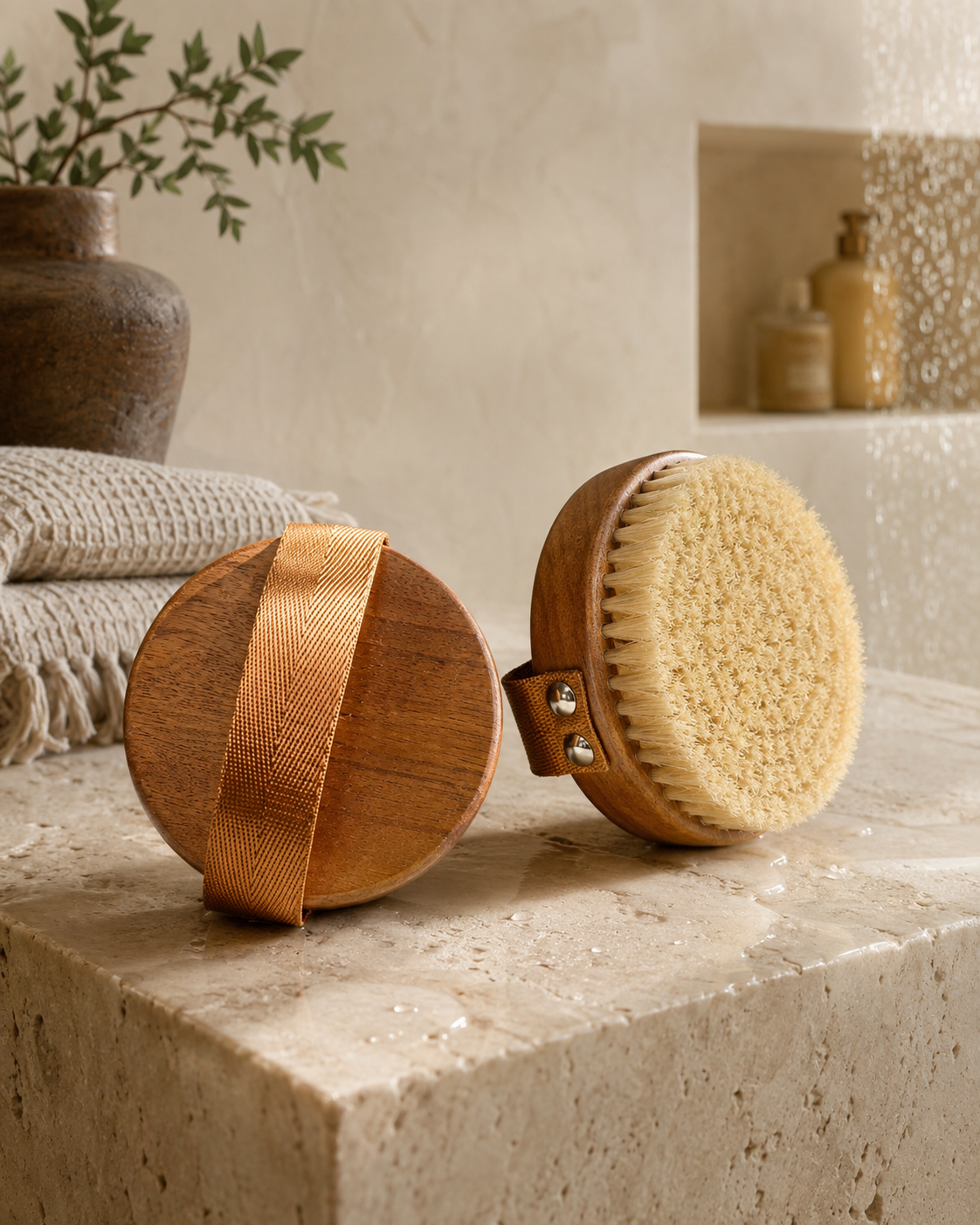 Ebony Wood Dry Body Brush | Natural Boar Bristles