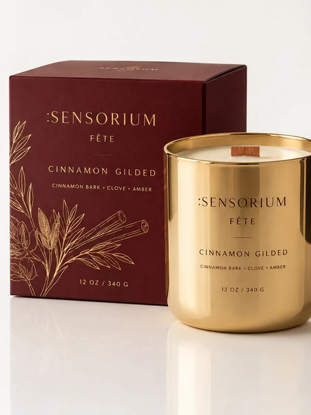 Cinnamon Gilded Candle — Fête Collection
